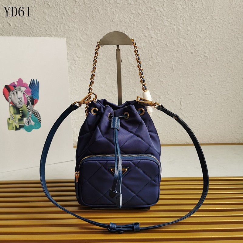 Pr4da YD61 Quilted Nylon Drawstring Shoulder Bag
