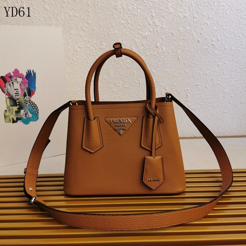 Pr4da 1BG443 Mini Double Bag Tote in Caramel