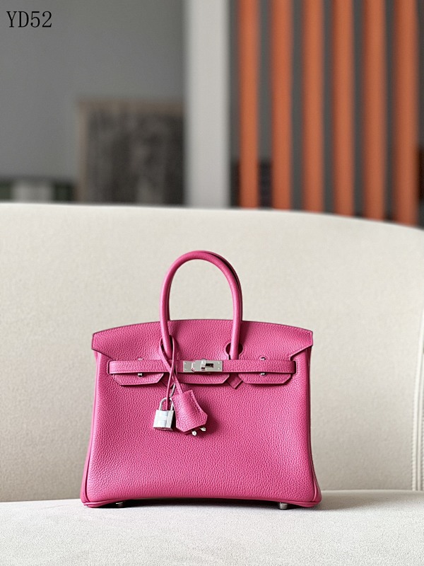 Hermez YD52 Kelly Bag Pink with Silver Hardware