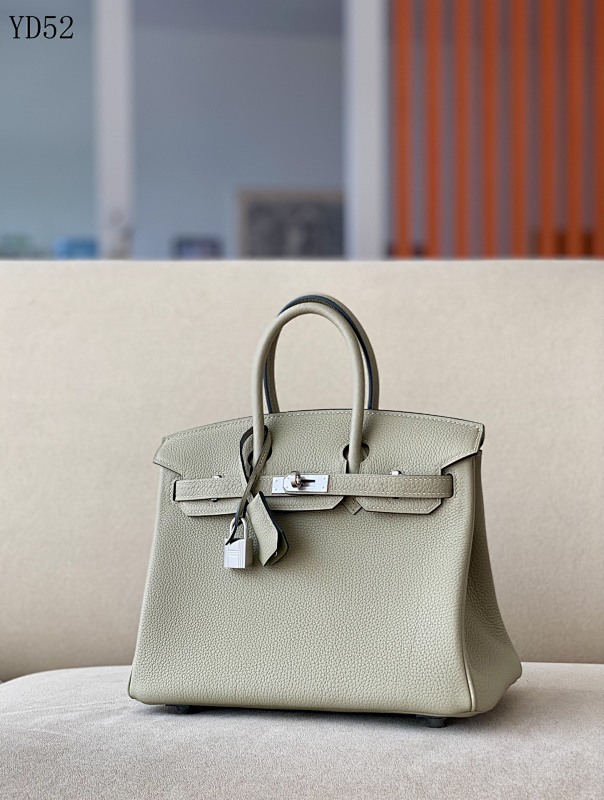 Hermès YD52 Kelly Bag Sage Green Silver Hardware
