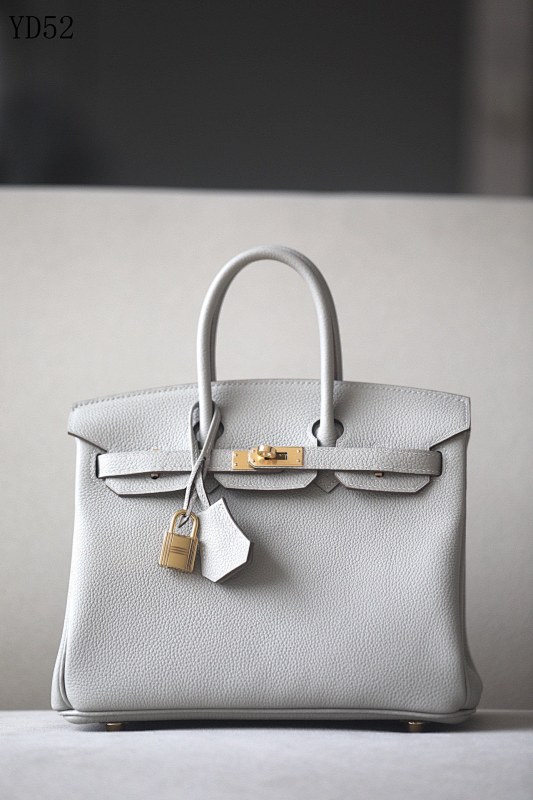 Hermez YD52 Pearl Grey Tote with Gold Hardware