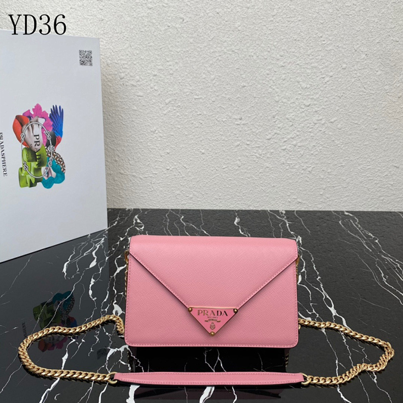 Pr4da YD3662 1BD318 Pink Leather Crossbody Bag