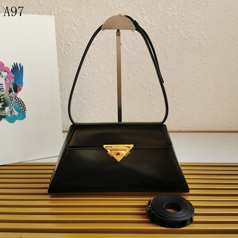 Pr4da A97 Black Patent Leather Shoulder Bag