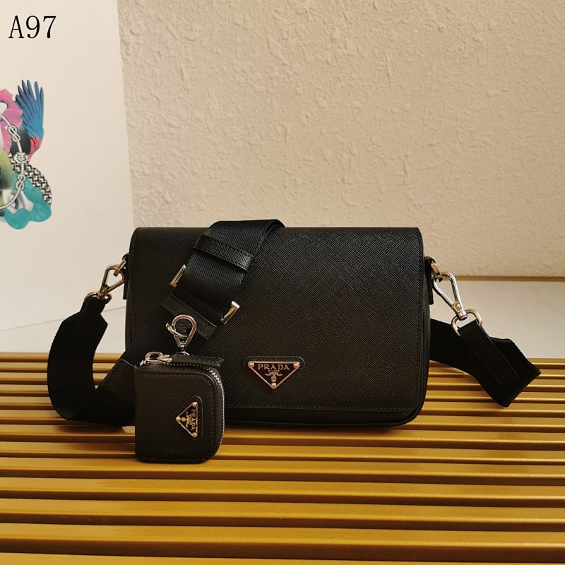 PRADA YD6178 2VD059 Black Leather Shoulder Bag