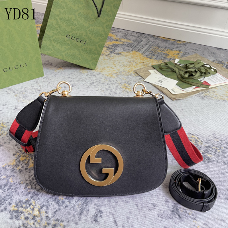 Gucc1 YD81 Black Leather Shoulder Bag