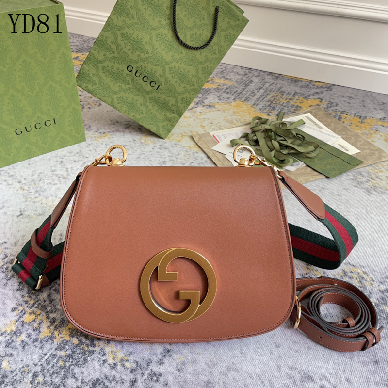 Gucc1 YD8186 Interlocking G Leather Shoulder Bag