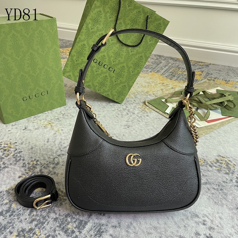 Gucc1 YD81 Black Leather Horsebit Bag