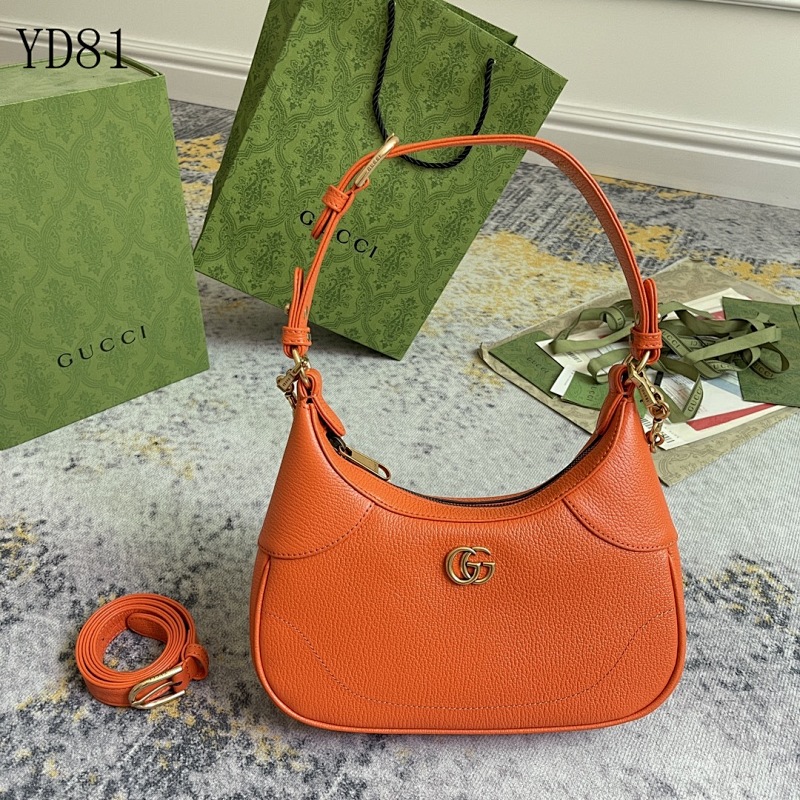 Gucc1 YD8166 Orange Leather Horsebit Bag