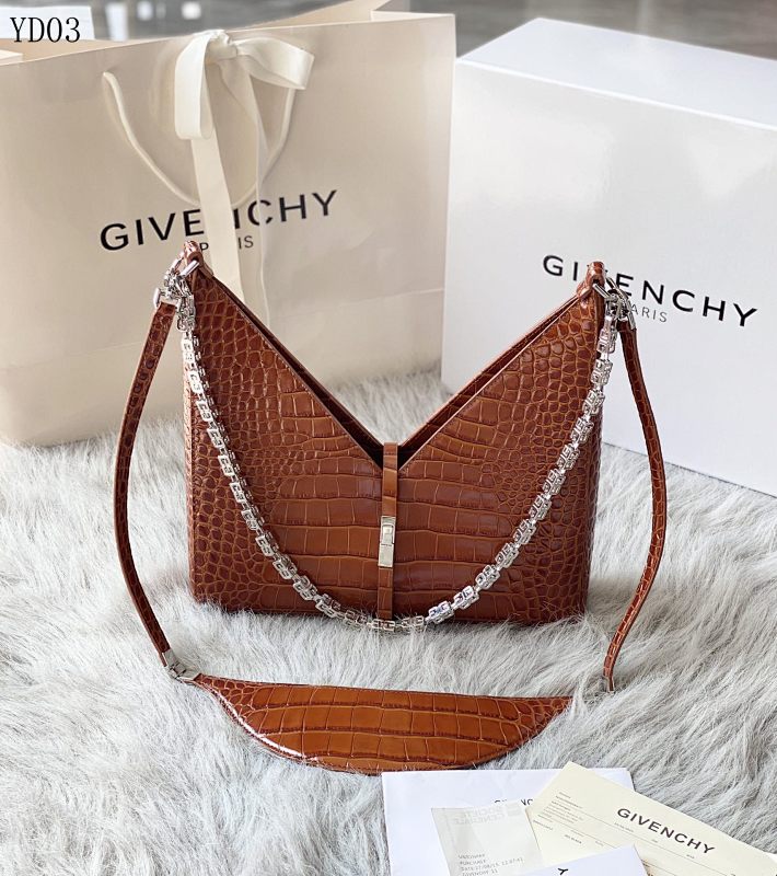 Givnchee YD03 Crocodile-Embossed Chain Shoulder Bag