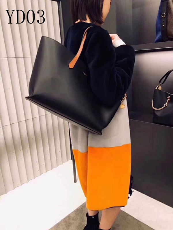Givnchee YD03 Tote Bag Black Leather with Gold Hardware