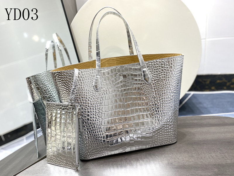 GIVENCHY YD03 Silver Crocodile-Embossed Tote Bag
