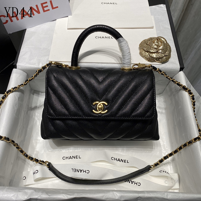 CHANELL YD4475 Quilted Caviar Leather Top Handle Bag