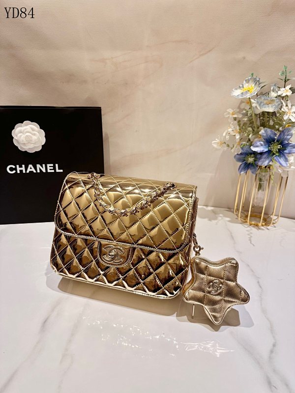 CHANELL YD84 Star Backpack - Quilted Metallic Gold