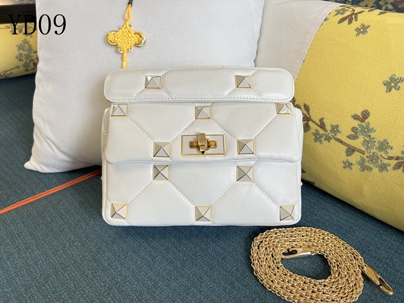Valentiino YD0976 Garavani Roma Stud Quilted Soft Lamb Leather Shoulder Bag