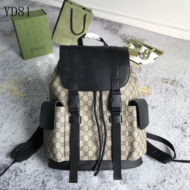 Gucc1 YD8153 Backpack in GG Supreme Canvas and Leather