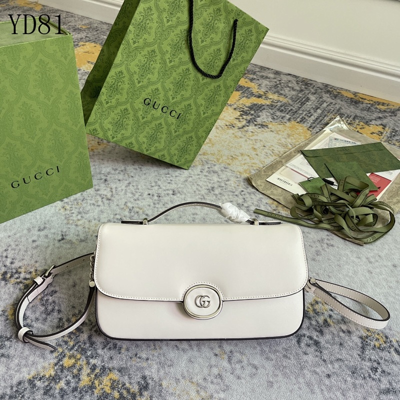 Gucc1 YD8166 White Leather Crossbody Bag