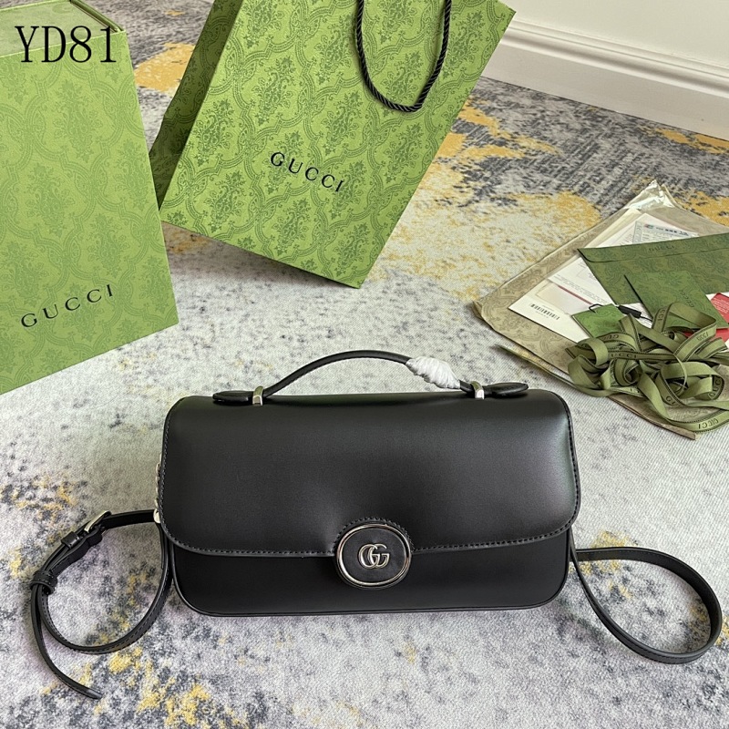 Gucc1 YD8166 Black Leather Crossbody Bag