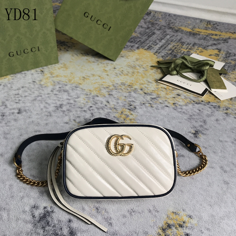 Gucc1 YD8142 White Blue Leather Crossbody Bag