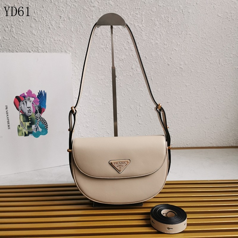 Pr4da YD61072 Designer White Leather Shoulder Bag