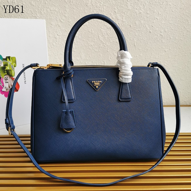 PRADA YD61083 Navy Blue Saffiano Leather Tote Bag