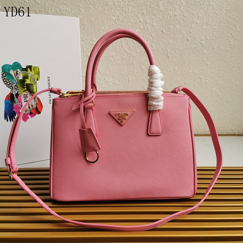Pr4da YD61078 Pink Tote Bag with Gold Hardware