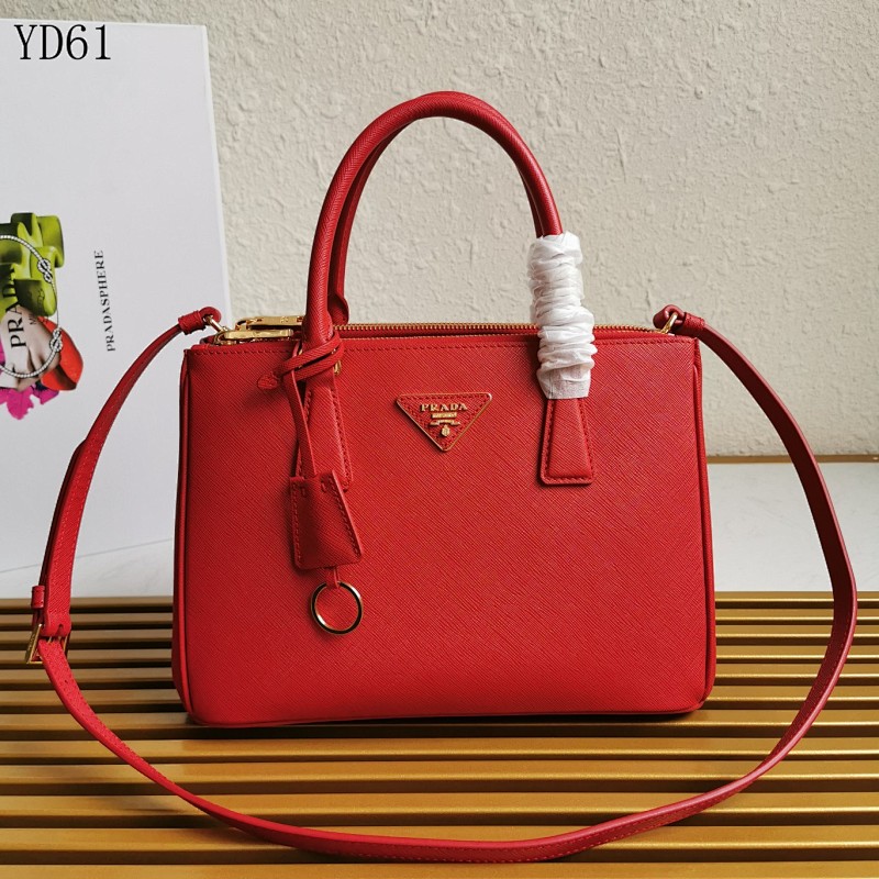Pr4da YD61078 Red Saffiano Leather Tote Bag