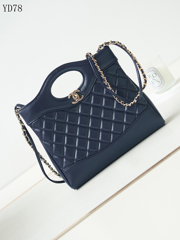cover-153231325 CHANELL YD78 Quilted Navy Blue Leather Shoulder Bag