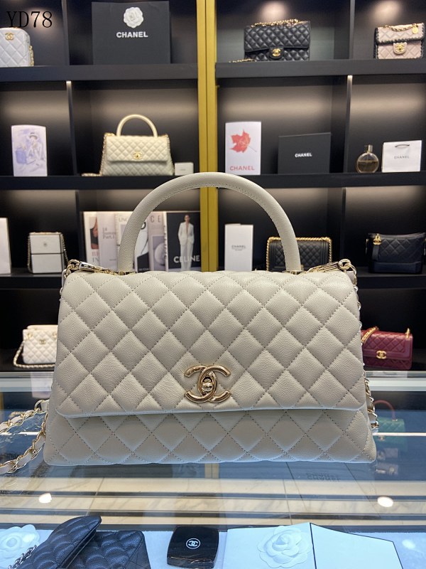 CHANELL YD78080 AS92991 Quilted Caviar Leather Top Handle Bag