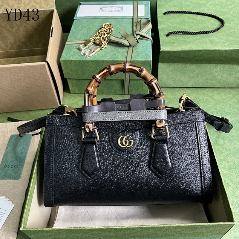 Gucc1 YD43070 Black Leather Horsebit Bag
