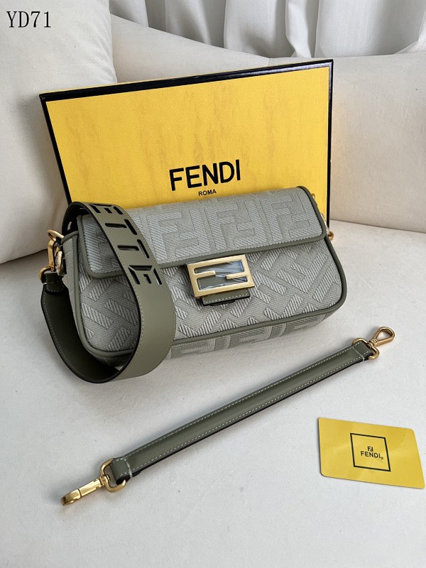 FENDI YD71065 Baguette Clutch with FF Monogram Canvas