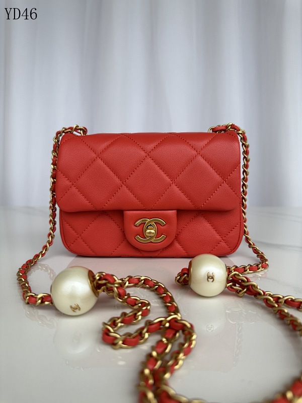 CHANELL YD460068 Red Calfskin Leather Classic Flap Bag