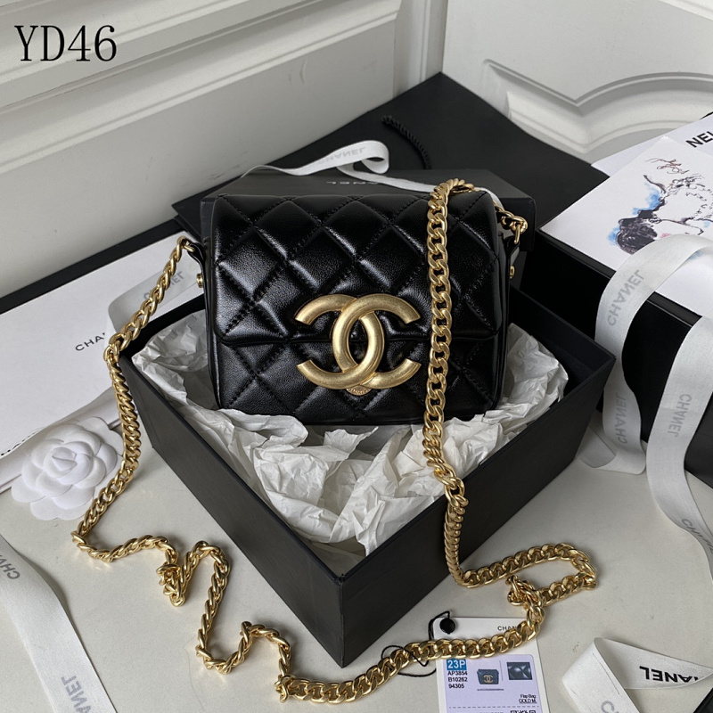 CHANELL AS3854 Mini Flap Bag Black Gold Hardware