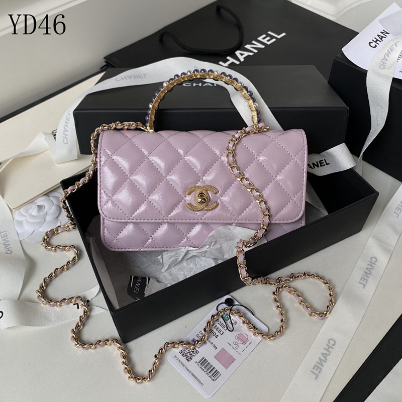 CHANELL Ap3803 Pearl Handle WOC Quilted Lambskin Crossbody Bag
