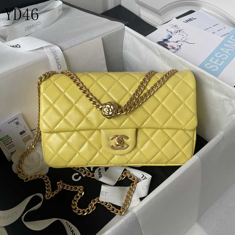Chan3l AS4064 Large Flap Bag with Camellia Turn-lock