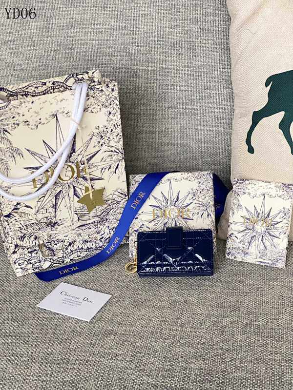 Diiior YD06025 Mini Wallet with Star Pattern and Blue Embroidery