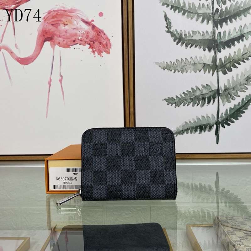 LVutton N63070 Black Damier Azur Zipper Wallet