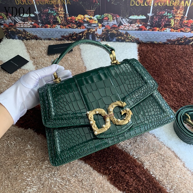 Dolce & Gabbana DG Amore Crocodile-Embossed Handbag