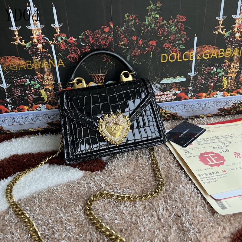 Dolce & Gabbana DG6613 Heart Lock Crocodile Embossed Handbag