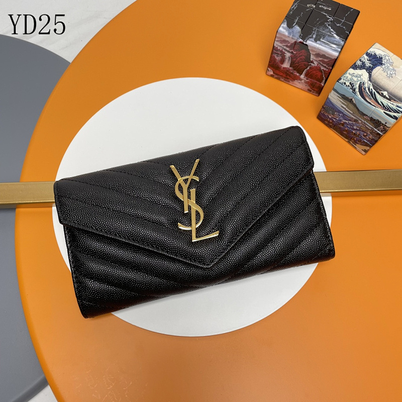 SntLaurent YSL Monogram Wallet Clutch – Black Quilted Leather