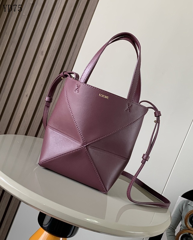 L03wee Puzzle Fold Mini Tote Bag in Burgundy