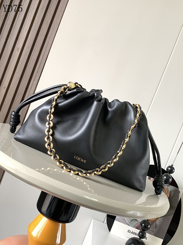L03wee 9057 Soft Pouch Bag with Gold Chain Strap