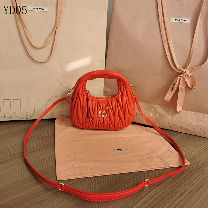MiuuMiuu 5BP078 Pleated Leather Handbag