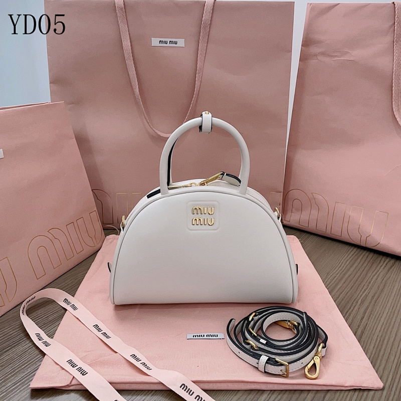 MiuuMiuu YD05 Dome Bag – White Leather Handbag with Gold Hardware