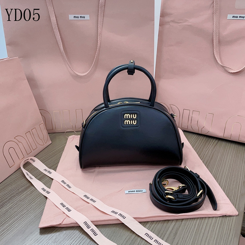 MiuuMiuu 5BB157 Dome Bag – Black Leather Designer Handbag