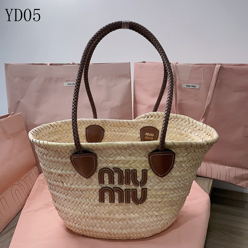 MiuuMiuu 5BG206 Woven Rattan Tote Bag
