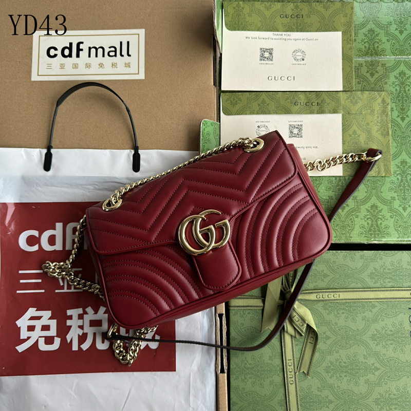 Gucc1 GG Marmont 443497 Red Quilted Leather Shoulder Bag