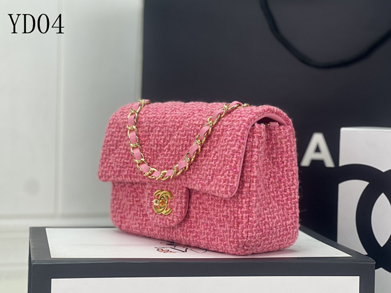 CHANELL Model 1116 Pink Tweed Flap Bag