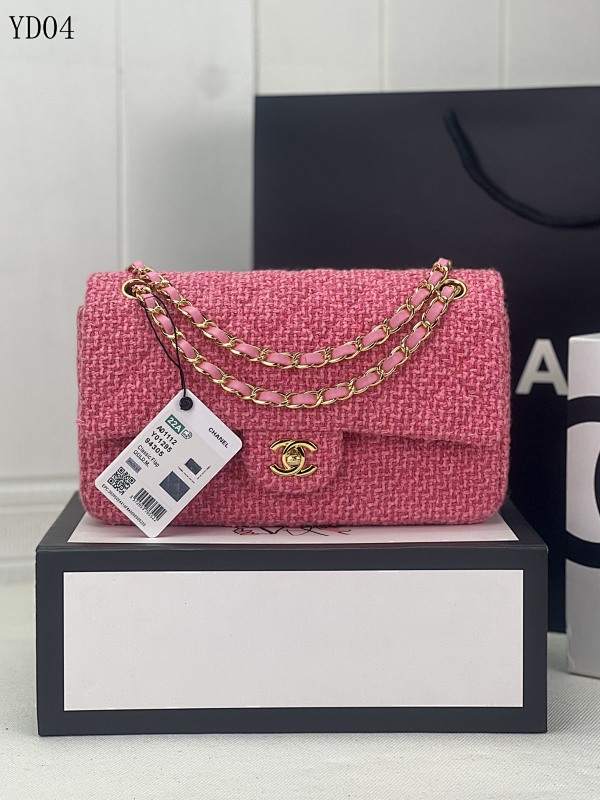 CHANELL YD04 Pink Tweed Flap Bag