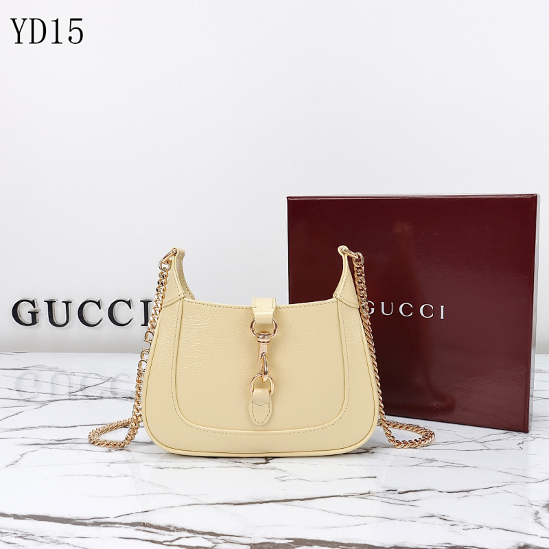 Gucc1 Model 782889 Cream Leather Shoulder Bag with Gold Chain
