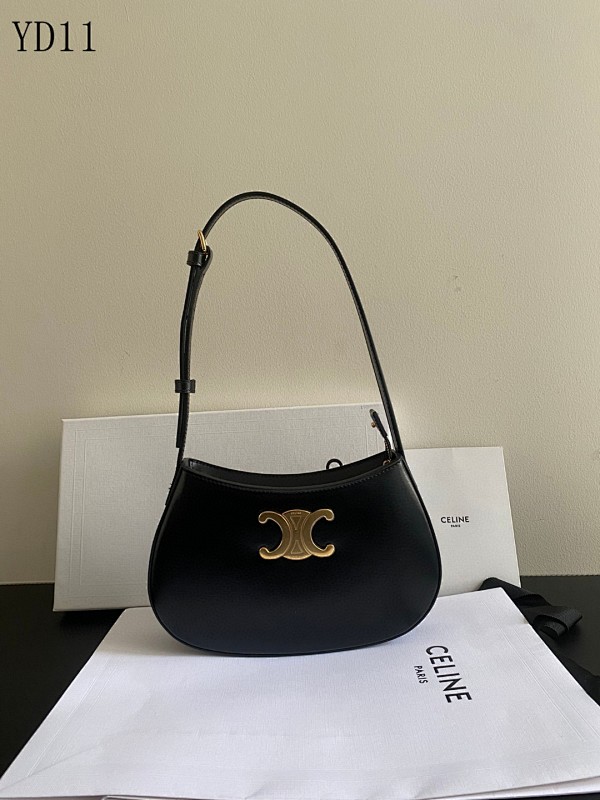 C3linee Triomphe Bag #YD11 Black Leather Shoulder Bag